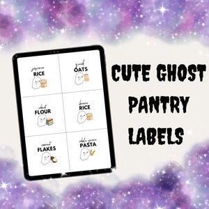 Cute Ghost Pantry Labels Canva Template