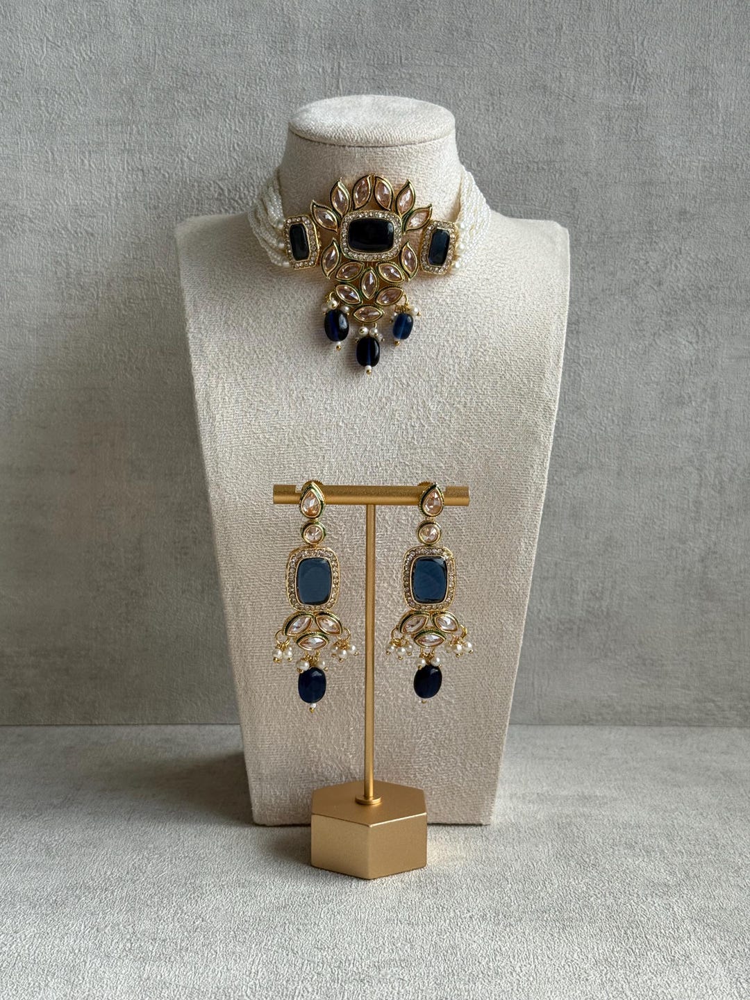 Raaz Design Ayura Designs Raaz Ink Blue Indian Jewelry Set, Kundan Choker Necklace ...