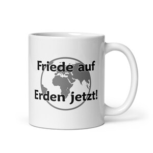 White ceramic mug &quot;Peace on Earth Now!&quot;