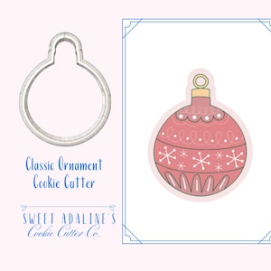 Cortador de galletas con adorno clásico – Cortador redondo de galletas con adorno navideño – Herramienta impresa en 3D para decorar galletas navideñas