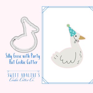 Silly Goose with Party Hat Cookie Cutter –Animals Wearing Party Hats -Perfect for Nursery Rhyme Baby Shower - Thick and Sturdy Cookies
