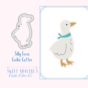 Silly Goose Cookie Cutter – Goose Design with Scarf –Perfect for Nursery Rhyme Baby Showers and Birthdays-Goose with Bandana -Baby Gift