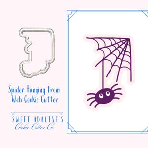 Halloween Spider Hanging from Web— Halloween & Spider Web Cookie — Available in 3 Sizes — Cookie Cutters for Halloween Baking and Decorating