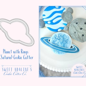 Planet with Rings Cookie Cutter – Saturn Cookie Cutter for Space Theme Party – Outer Space Galaxy Baking – Astronomy Decorated Cookie Cutter