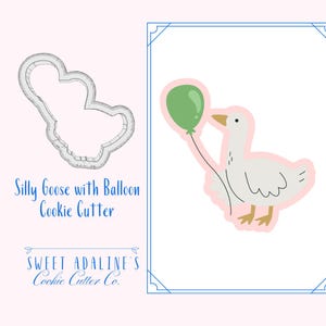 Silly Goose with Balloon Cookie Cutter – Animals with Balloons for Birthdays & Parties –Nursery Rhyme Themed Baby Showers