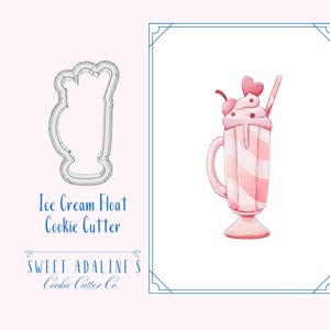 Ice Cream Float Cookie Cutter – Retro Milkshake Design Cookie –Perfect for Valentine&#39;s & Parties –3 Sizes –Custom Color 3D Printed