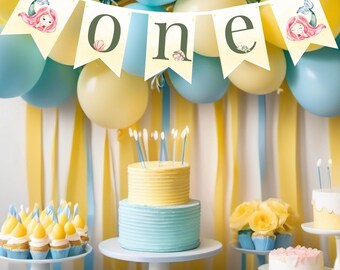 Mermaid Party Banner - Printable Mermaid Birthday Decoration, Under the Sea Theme, Instant Download