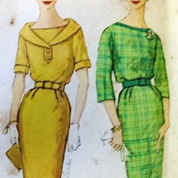 Simplicity Vintage Pattern 3187 1960s Dress Slim Skirt Mad Men VLV Bust 34