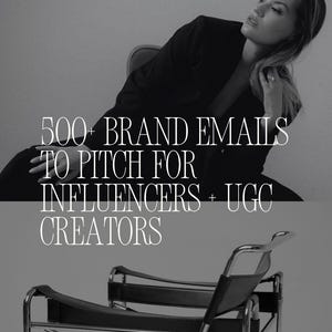 Brand E-Mail Liste + 4 E-Mail-Pitches für UGC Kreative & Influencer - pdf mit über 500+ Markenkontakten, Verkaufsrunden, Influencer Collaborations
