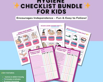 Checklista för barns hygien vid autism och ADHD: Visuell rutinplan, Canva-mall och utskrivbar PDF