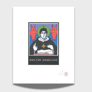 St. Thomas Aquinas | signed print by Andrew de Sa | Sacred Art, Liturgical Art, Catholic Art, Western Iconography, Cosmic Art, Dominican