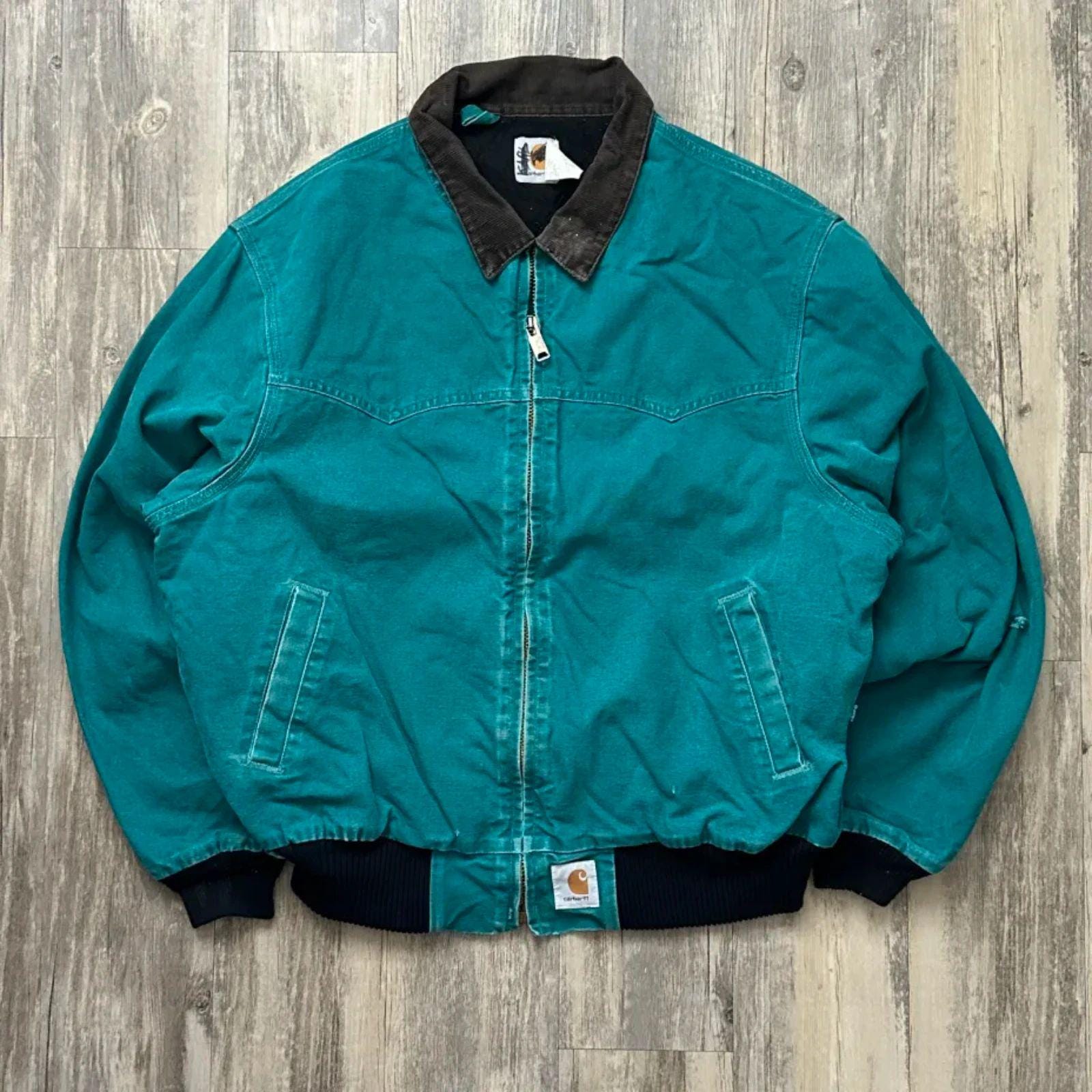 VTG Carhartt Jacket Men's J13 Santa Fe Red Quilted USA Made