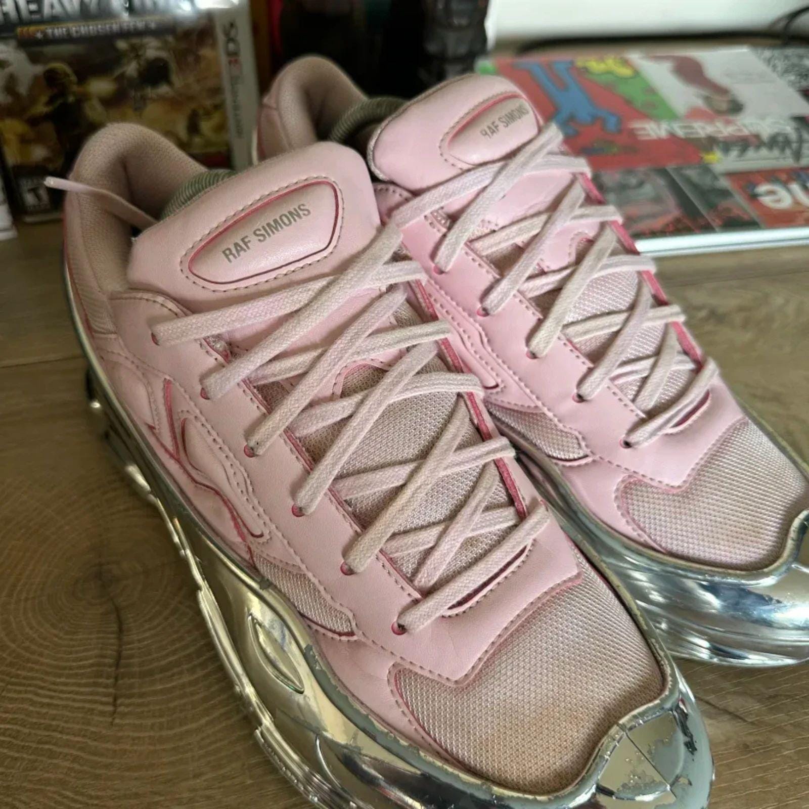 Adidas X Raf Simons S Ozweego Size 8.5 Pink Chrome Sneakers