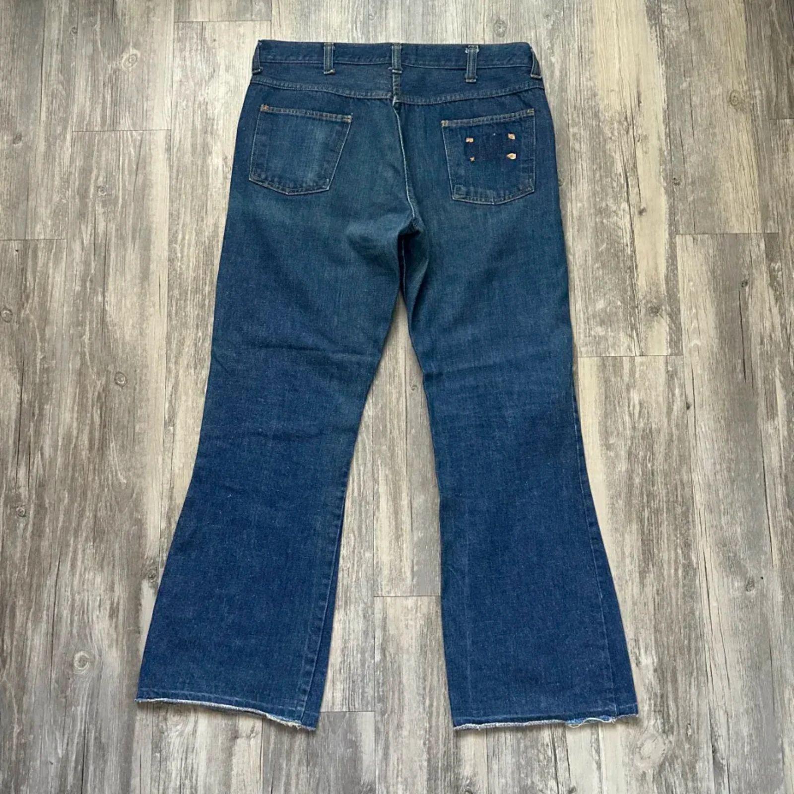 Vintage 70s Flared Denim Jeans Size 34X30 Scovill Zipper - Etsy