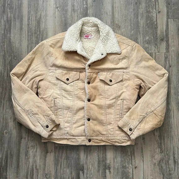 Vintage Levi's Corduroy Sherpa Lined Trucker Jacket 1970's Size 42 M/L