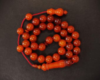 Handmade Baltic Amber Muslim Prayer Beads, Honey Color Tasbih