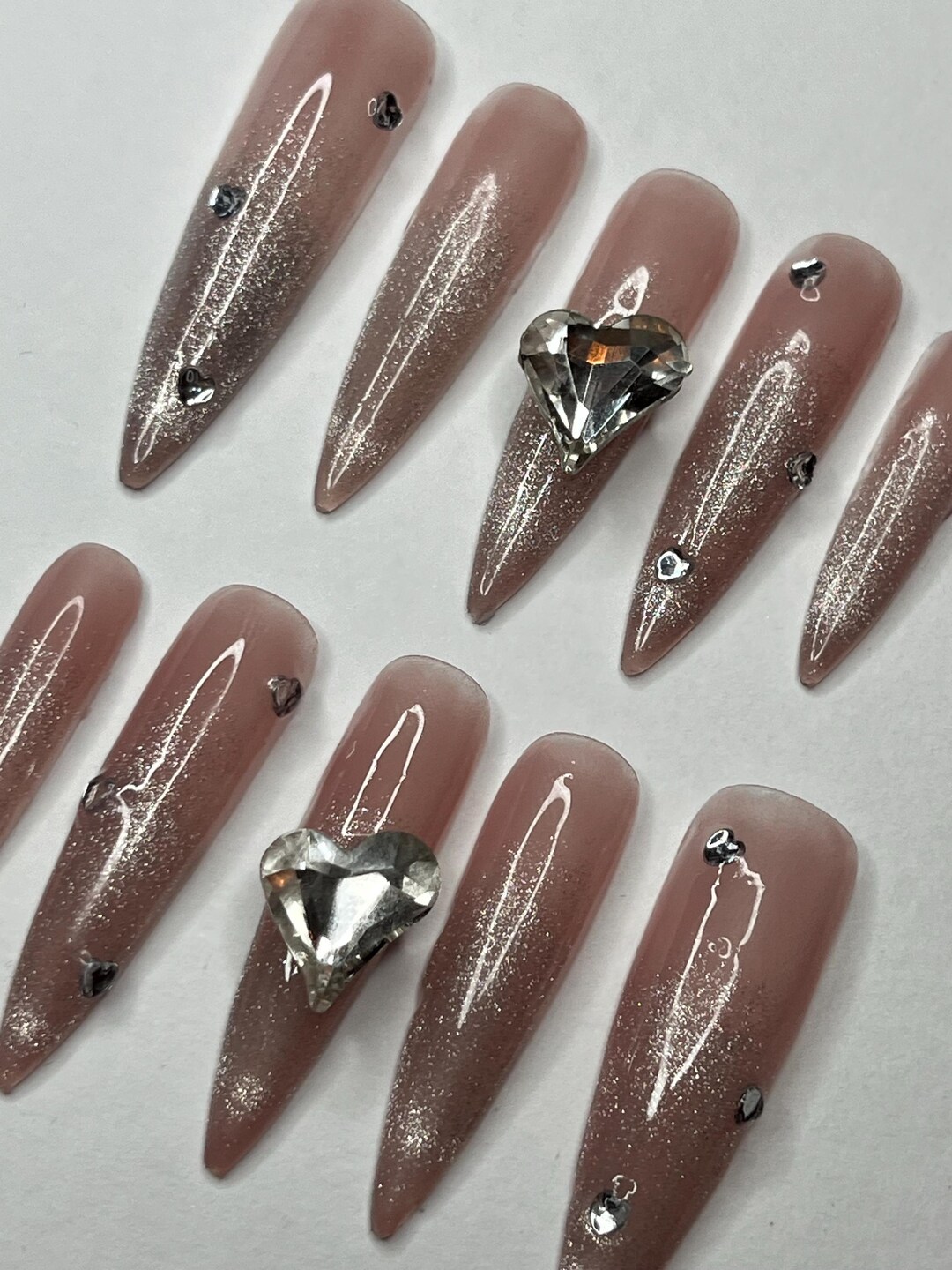 Jelly Cat Eye Glitter Presson Nails Etsy 