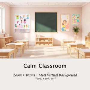 Minimalist Calm Classroom Virtual Background, Simple School Background (JPEG Download)