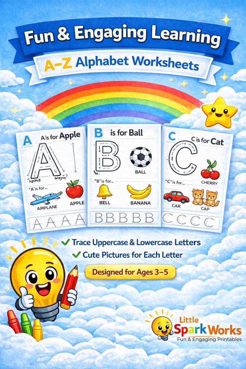 Alphabet Tracing Worksheets A-Z | Preschool Letter Practice | Printable ...