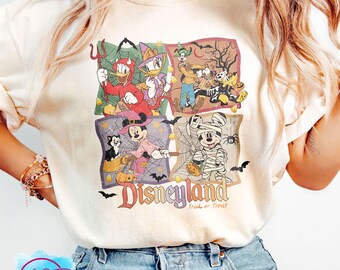 Vintage Disneyland Halloween Süßes oder Saures Shirt, Mickey und Freunde Retro Halloween T-Shirt, Disney-Familie passendes Halloween-Shirt