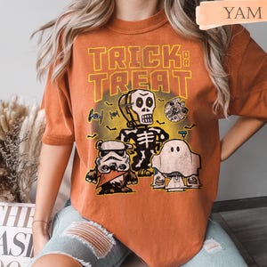 Star Wars Halloween Shirt with Trick or Treat Costumes, R2D2 and Darth Vader Spooky Tee