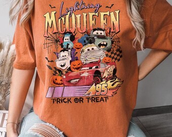 Comfort Colors® Retro Cars Film Halloween Shirt, Lightning McQueen Halloween T-Shirt, Disneyland Halloween Reise Shirt, Gruselige Saison Shirt