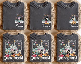 Custom Disneyworld Mickey And Friends Shirt, Disney Family Vacation Shirt, Custom Name Disney Family 2025 Shirts, Retro Disneyworld Trip Tee