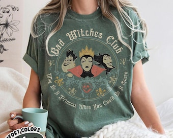 Camiseta del Club de las Brujas Malvadas de los Villanos de Disney, camiseta retro de Úrsula y Maléfica, camiseta vintage de Halloween de Disney.
