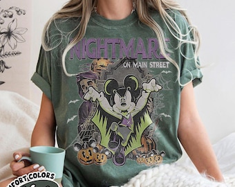 Nightmare on Main Street Halloween Shirt, Vintage Mickey Mouse Halloween Tee, Retro Disney Spooky Party 2025 Top
