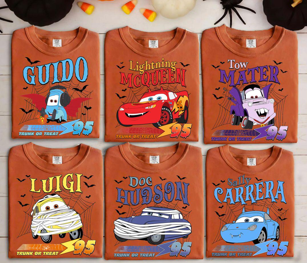 Lightning McQueen Cars Halloween Shirt, Disney Pixar Halloween Tee, Custom Family Matching Shirt for Disneyland Vacation Trip 2025