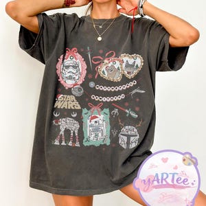 Star Wars Christmas Bows Sweatshirt, Grogu Yoda Disney Holiday Tee, Vintage Star Wars Xmas Light Shirt, Disneyland Christmas Gift image 1