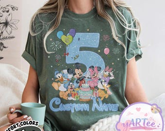 Disney Birthday Girl Boy Shirt, Mickey and Friends Custom Name Shirt, Disney World Birthday Trip Matching Tee, Disney Birthday Party Gift