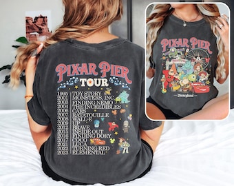 Retro Meet Me At Pixar Pier 2 Side Shirts, Vintage Disneyland Pixar Fest 2025 Shirt, Pixar Family Trip Shirts, Retro Disney Pixar Pier Shirt