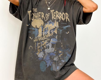 Disney Tower of Terror Shirt, Vintage Mickey Mouse Hollywood Tower Tee, Twilight Zone Disney Ride T-Shirt, Spooky Halloween Disney Outfit
