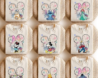 Camiseta vintage da Disney com Mickey e seus amigos, camiseta do Castelo Mágico, camisetas da família Disney, camiseta de férias na Disney, camiseta do Castelo da Disney