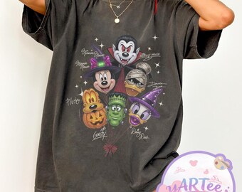 Vintage Mickey Halloween Balloon Shirt, Mickey Not So Scary Halloween Shirt, Retro Disney Characters Pumpkin Tee, Disneyland Family Matching