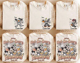 Retro Mickey's Not So Scary 2025 shirt, WDW Halloween Family costume outfit, Halloween group shirts, Mickey & friends Skeleton Pumpkin Shirt