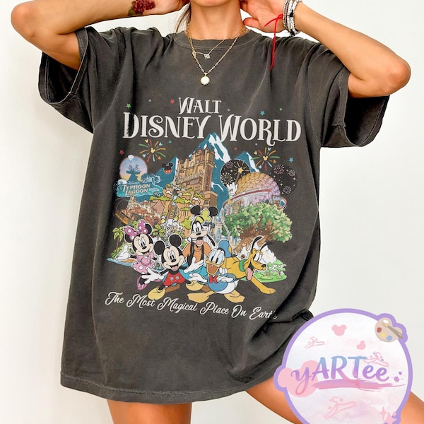 Vintage Walt Disney World Mickey and Friends Shirt, Retro Disney World Park Icons Tee, Magic Kingdom Family Trip Top, Disney World 2026 Tee