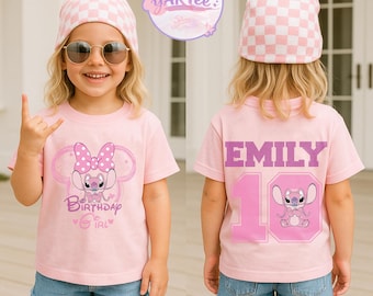 Disney Angel Birthday Girl Shirt, Personalized Birthday Tee, Lilo and Stitch Angel Shirt, Disney Birthday Trip Matching Tee, Custom Name Tee