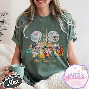 Vintage Walt Disney World Storybook T-shirt, Disney World Est 1971 T-shirt, Retro Musse Pigg Skjorta med Silhuett, Komfortfärger Disney Topp bild 4