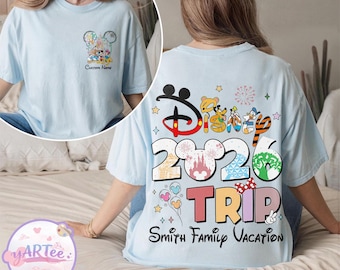 Disney 2026 Trip Two Sided Shirt, Disney Family Vacation Tee, Custom Disney 2026 Matching Shirts, Magic Kingdom Epcot Trip Shirt
