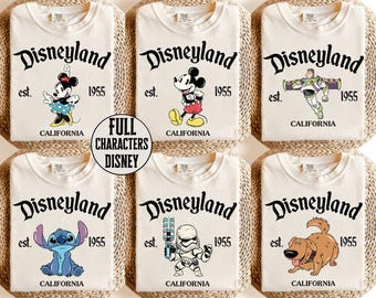 Camiseta retro de personajes de Disneyland, camiseta de viaje a Disneyland 2025, camisetas de grupos Disney, camisetas familiares Disney, camiseta de Mickey y sus amigos