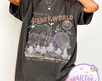 Disney Halloween Party 2026 T-Shirt with Mickey and Ghost Friends, Scariest Place on Earth, Matching Family WDW 4 Parks Shirt