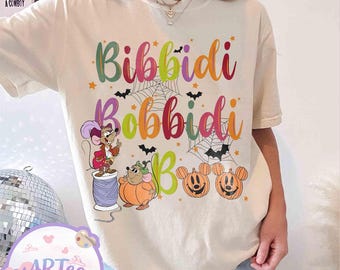 Bibbidi Bobbidi Boo Halloween-shirt, vintage Jaq Gus Assepoester T-shirt, Disney World Boo Bash-outfit, comfortabele kleuren, grappig Halloweencadeau