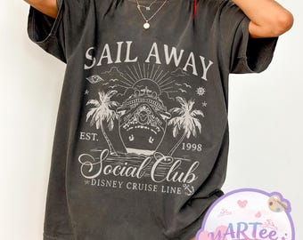 Disney Cruise-shirt, Sail Away Social Club-T-shirt, bijpassende shirt Disney Cruise Line familiecruisevakantie, Disney Wish Dream Wonder-shirt