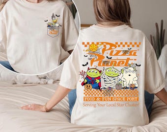 Camiseta de Halloween de Pizza Planet, camiseta de Disney de Toy Story Alien, camiseta de fiesta de Halloween de Mickey no tan aterrador, camiseta de viaje familiar a Disneyland