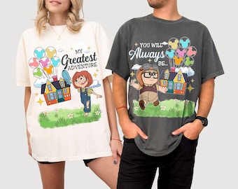 Carl und Ellie Up T-Shirt, Disney Paar Shirt, Mein größtes Abenteuer, passendes Jubiläumsgeschenk, Disneyland Flitterwochen T-Shirt, Disney Shirt