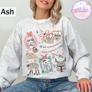 Star Wars Christmas Bows Sweatshirt, Grogu Yoda Disney Holiday Tee, Vintage Star Wars Xmas Light Shirt, Disneyland Christmas Gift image 4
