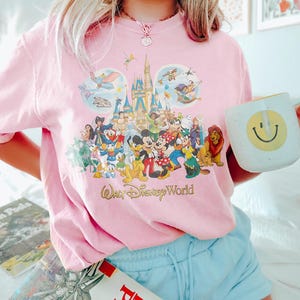 Vintage Walt Disney World Storybook T-shirt, Disney World Est 1971 T-shirt, Retro Musse Pigg Skjorta med Silhuett, Komfortfärger Disney Topp bild 5