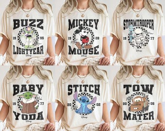 Retro Mickey And Friends Checkered Shirt, Toy Story Shirt, Pooh And Friends Shirt, Disney Family Trip Shirts, Retro Disney Full Characters